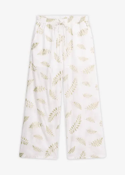 Palazzo-Hose aus reiner Baumwolle mit Stickerei