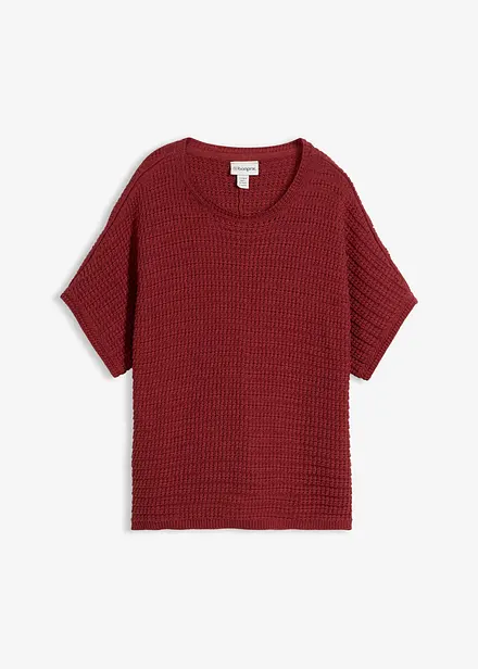 Pull ajour&eacute; en coton et lin