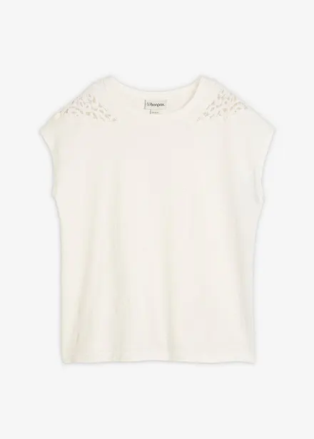 Shirt mit Spitzeneinsatz aus reiner Baumwolle