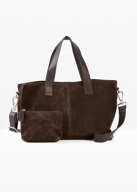 Sac &agrave; main en cuir velours