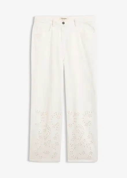 Pantalon large et raccourci en twill, taille haute