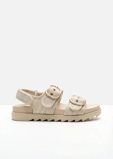 Plateau-Sandalen in Boucl&eacute;-Optik