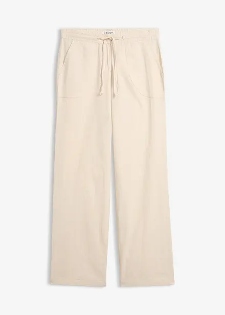 Pantalon large en lin et coton