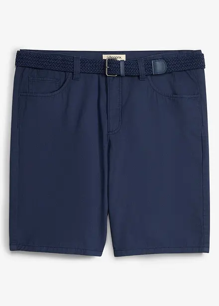 Stretch-Bermuda mit Dehnbund und G&uuml;rtel in Regular Fit