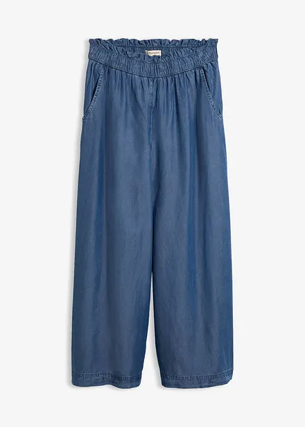 Pantalon palazzo, bas de jambes fendus, longueur 7/8