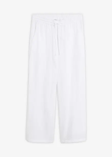 Pantalon palazzo l&eacute;ger en gaze de coton
