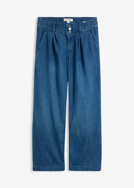 Jean large, taille haute et &eacute;lastiqu&eacute;e, cropped