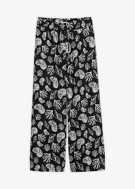 Pantalon large &agrave; pinces en viscose m&eacute;lang&eacute;e