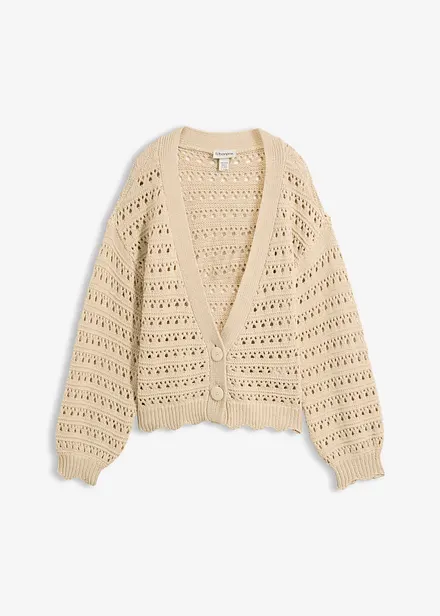 Ajour-Strickjacke aus reiner Baumwolle