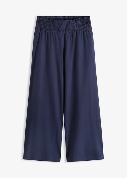 Pantalon large et l&eacute;ger &agrave; pinces en lin m&eacute;lang&eacute;
