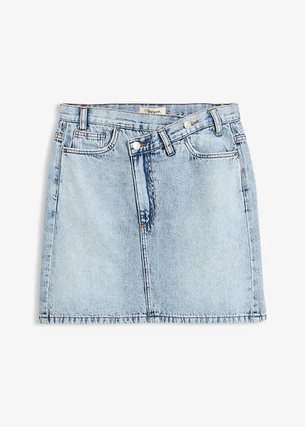 Jupe en jean &agrave; fermeture d&eacute;cal&eacute;e asym&eacute;trique