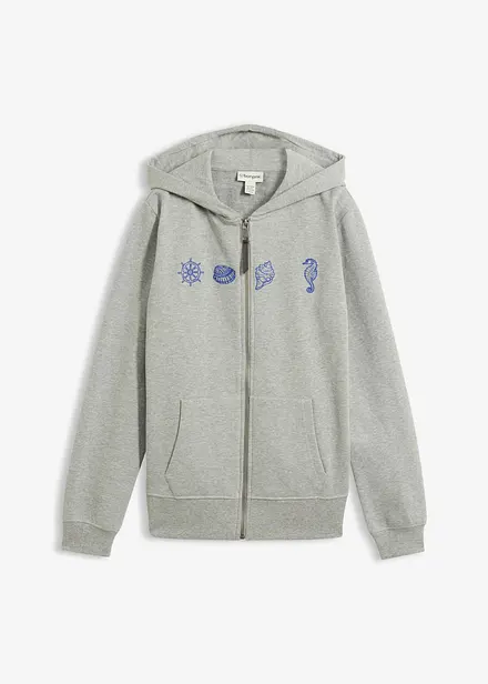 Sweat zipp&eacute; &agrave; capuche, 100% coton
