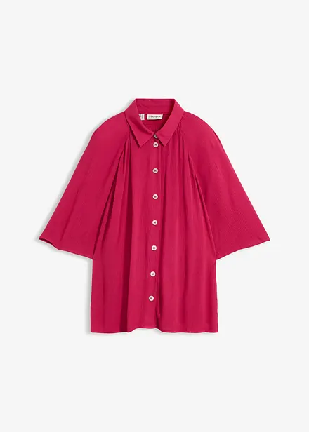 Chemisier oversize en viscose textur&eacute;e