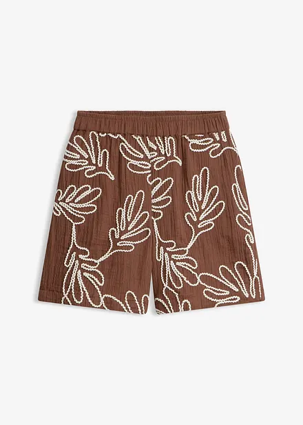 Short en coton brod&eacute;