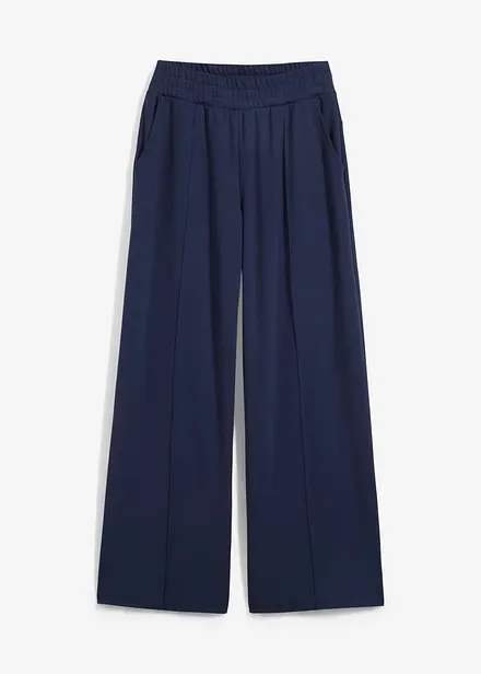 Pantalon large &agrave; pinces en jersey