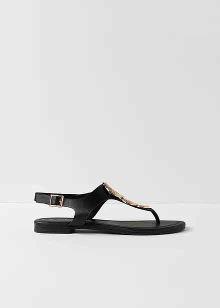 Sandales entredoigt &agrave; d&eacute;tails m&eacute;talliques