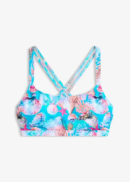 Haut de maillot bandeau &agrave; bretelles crois&eacute;es