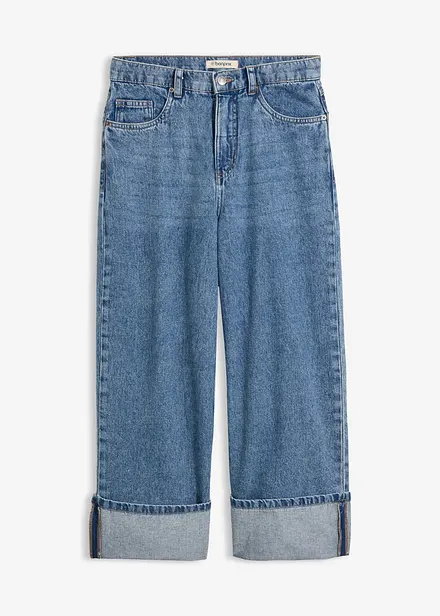 Wide-Leg-Jeans Mid Waist, cropped
