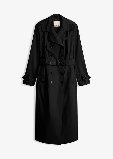 Trench-coat long ceintur&eacute; &agrave; la taille