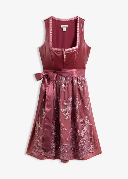 Dirndl avec tablier &agrave; sequins (ens. 2 pces)
