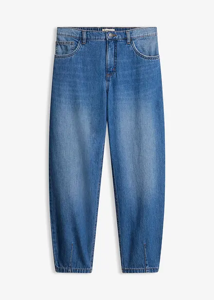 Jean barrel cropped, taille mi-haute