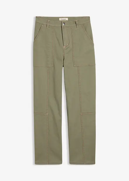 Pantalon raccourci en twill coton extensible