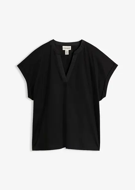 Shirt aus glattem Baumwoll-Seiden-Mix