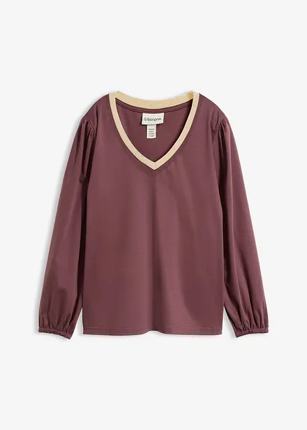 Langarmshirt aus Baumwoll-Seiden-Mix