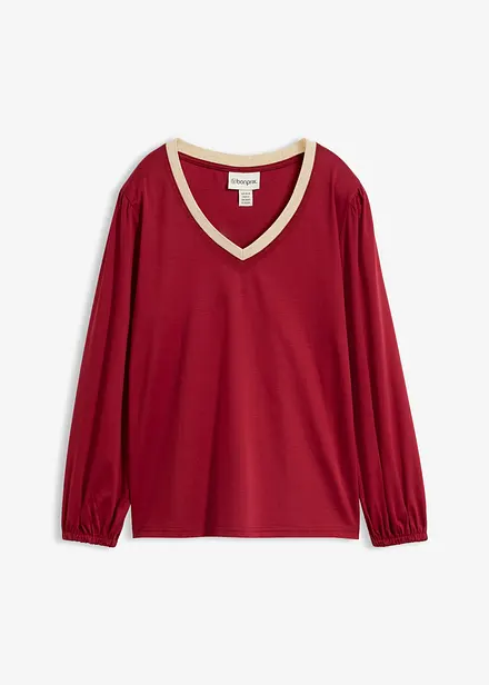 Langarmshirt aus Baumwoll-Seiden-Mix