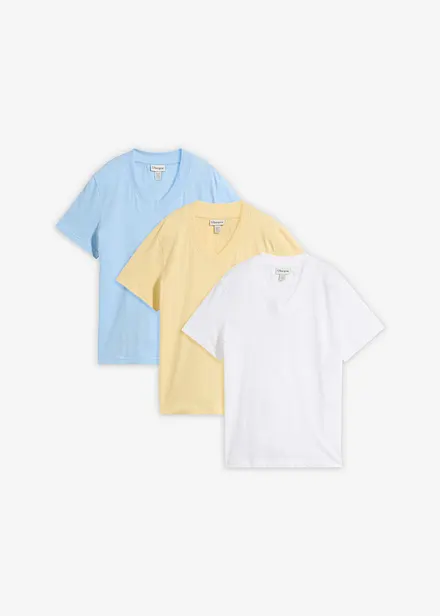 Lot de 3 T-shirts col V 100% coton