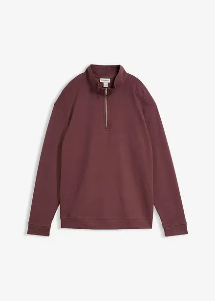 Sweat col zipp&eacute; en interlock 100% coton