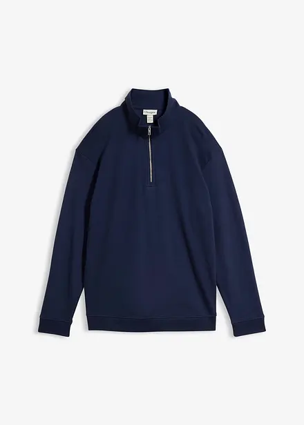 Sweat col zipp&eacute; en interlock 100% coton