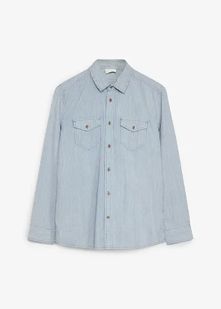 Chemise ray&eacute;e en jean 100% coton