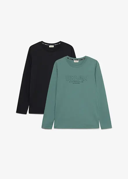 Lot de 2 T-shirts manches longues 100% coton
