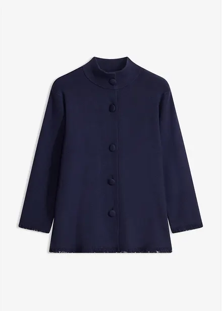 Gilet en maille &agrave; bords frang&eacute;s
