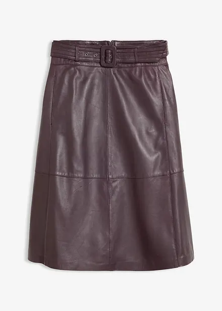Jupe en cuir d&rsquo;agneau nappa avec ceinture (ens. 2 pces)