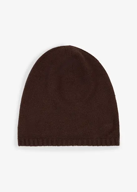 Bonnet en fine maille de laine m&eacute;rinos m&eacute;lang&eacute;e