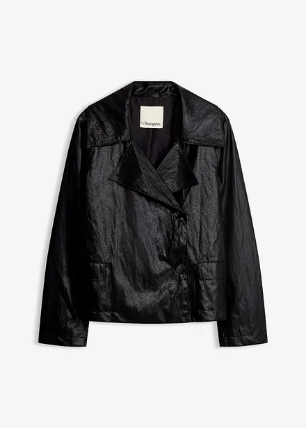 Lederimitat-Jacke in Crinkle-Optik