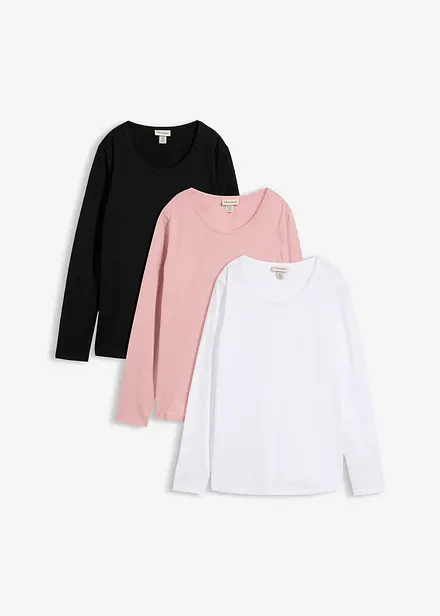 Lot de 3 T-shirts manches longues 100% coton