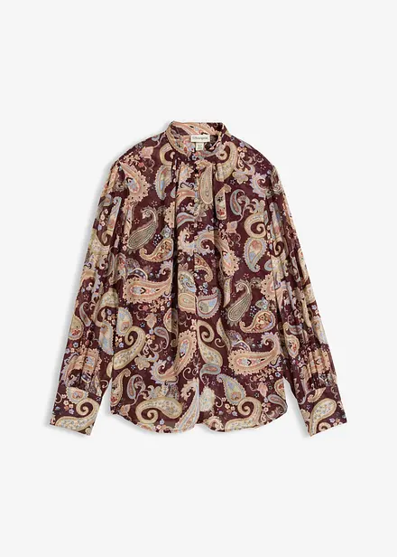 Chiffon Tunikabluse mit Stehkragen
