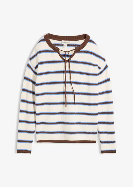 Pullover aus Baumwoll-Mix mit Bindel&ouml;sung