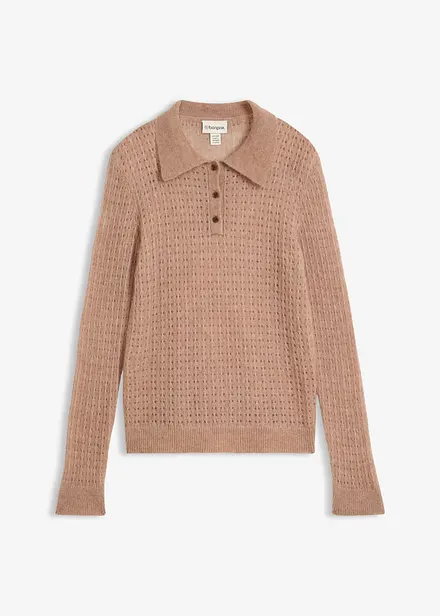 Polopullover aus weichem Ajour-Strick