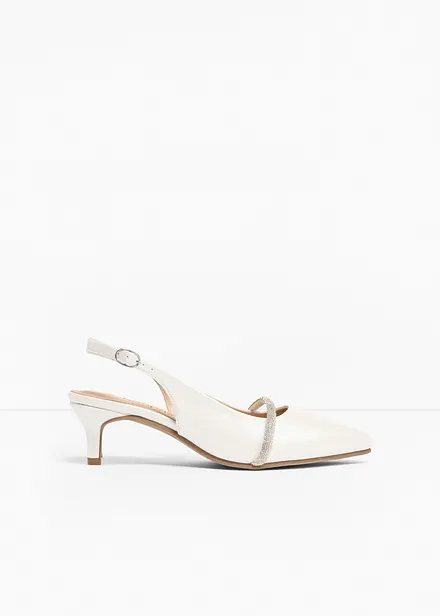 Slingpumps mit Glitzersteinen