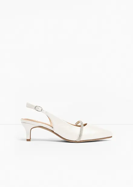 Slingpumps mit Glitzersteinen