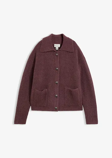 Strickjacke aus flauschigem Rippstrick