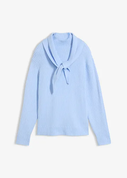 Pull en grosse maille &agrave; col roul&eacute; et &eacute;charpe