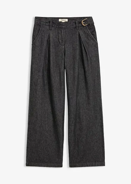 Wide-Leg-Jeans mit Bundfalten