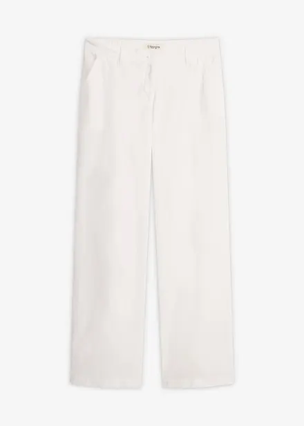 Pantalon tiss&eacute; en lin et coton