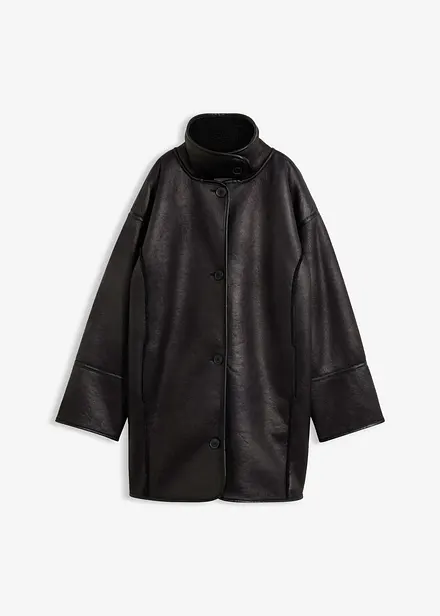 Manteau court oversize, doubl&eacute; sherpa