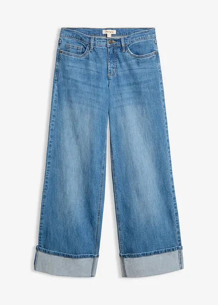 Wide-Leg-Jeans mit Umschlag